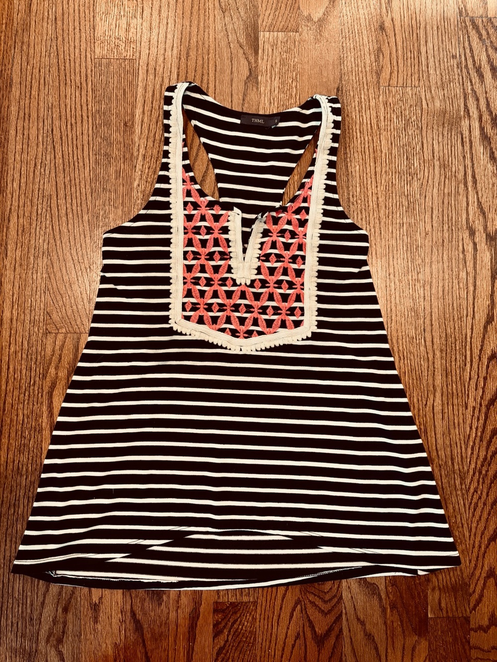 THML Striped Embroidered Racerback Tank Top Size S - Picture 3 of 10